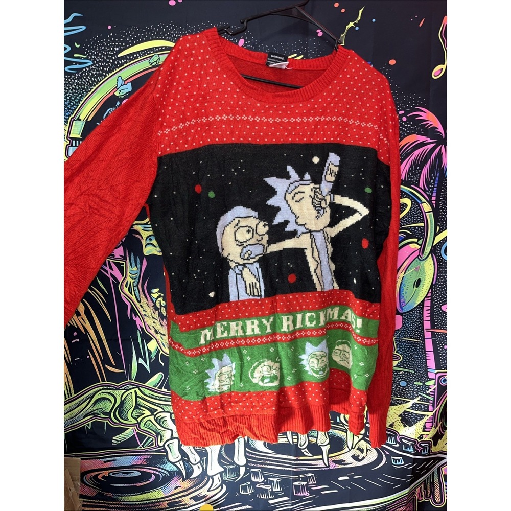 Ripple Junction Rick‎ And Morty Red XL Christmas Sweater Merry Rickmas - Picture 3 of 3